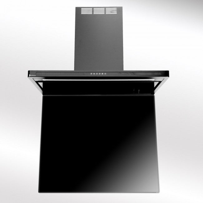 LUXAIR 70cm Premium Slimline Cooker Hood with Black Glass Door, Touch Controls in Matt Black | LA-70-LINEA-BLK