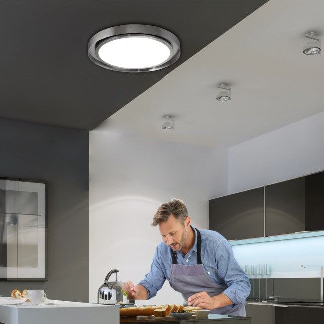 LUXAIR 90cm Round Premium Ceiling Cooker Hood with Fully Illuminated Centre Panel in White | LA-90-TOLVI-RND-CEILING-SM-WHT