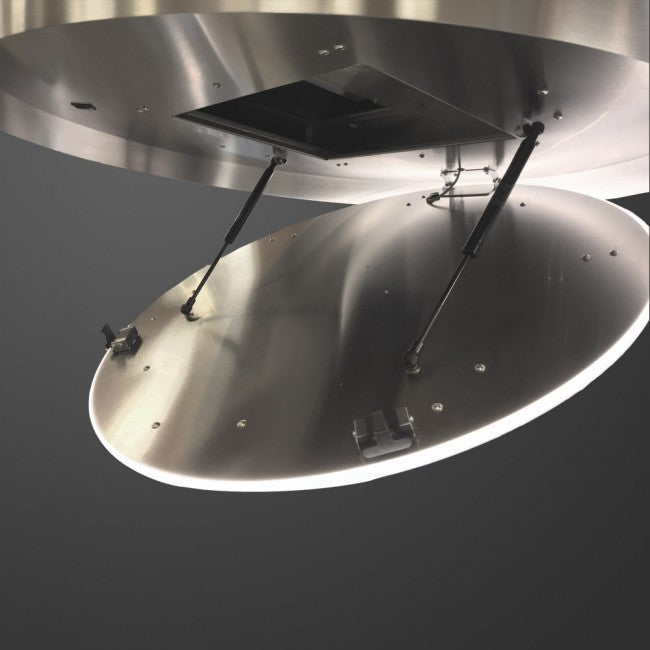 LUXAIR 90cm Round Premium Pendant Recirculating Riser - Stainless Steel & White Glass LED Panel | LA-90-TOLVI-RND-RISER-SS