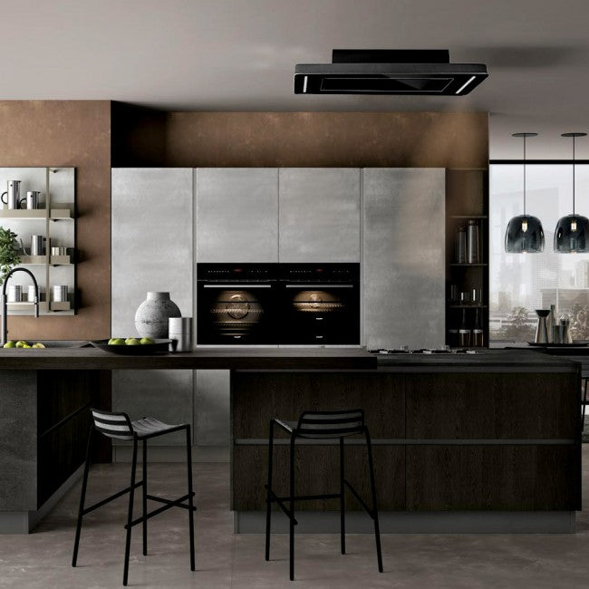 LUXAIR 90cm x 60cm Designer Recirculating Ceiling Cooker Hood in Matt Black | LA-90-ORION-STRATOS-BG