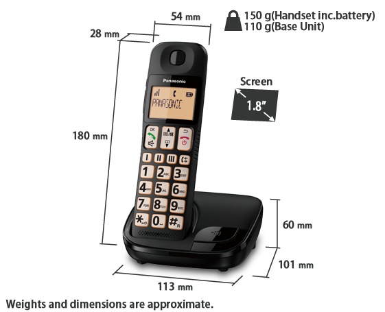 Panasonic Single Digital Cordless Phone with Hearing Aid Compatibility | KXTGE110EB
