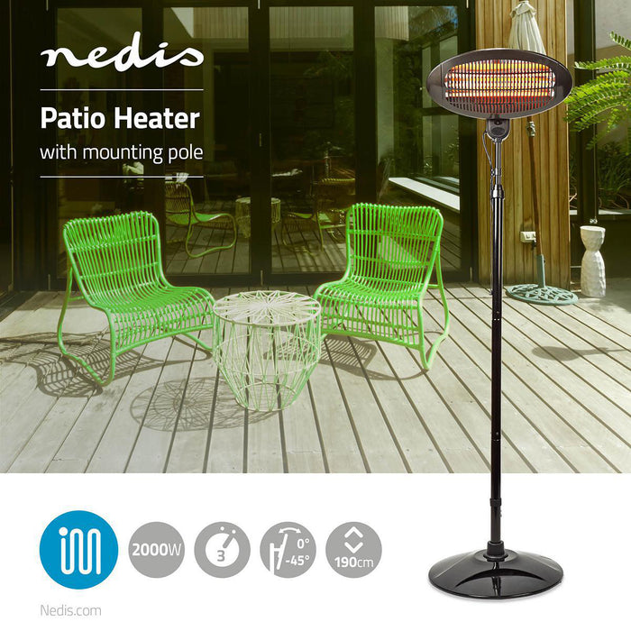 NEDIS PATIO HEATER 2KW WITH MOUNTING POLE 190CM | 326846