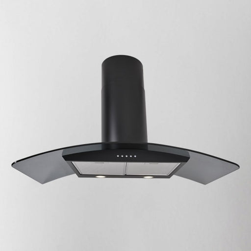 Luxair 100cm Curved Glass Cooker Hood - Black with Smoked Black Glass || LA-100-CVD-BLK