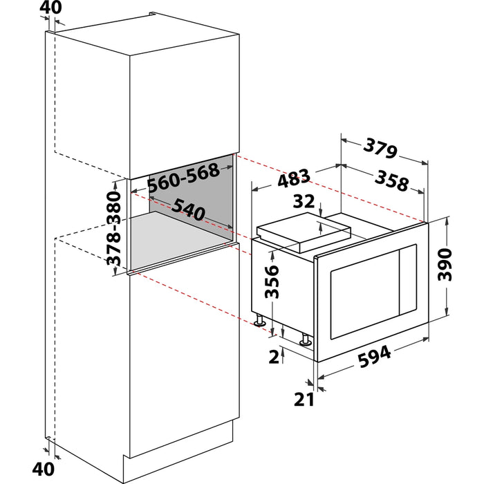 HOTPOINT INTEGRATED MICROWAVE OVEN: INOX COLOR || MF25GIXH