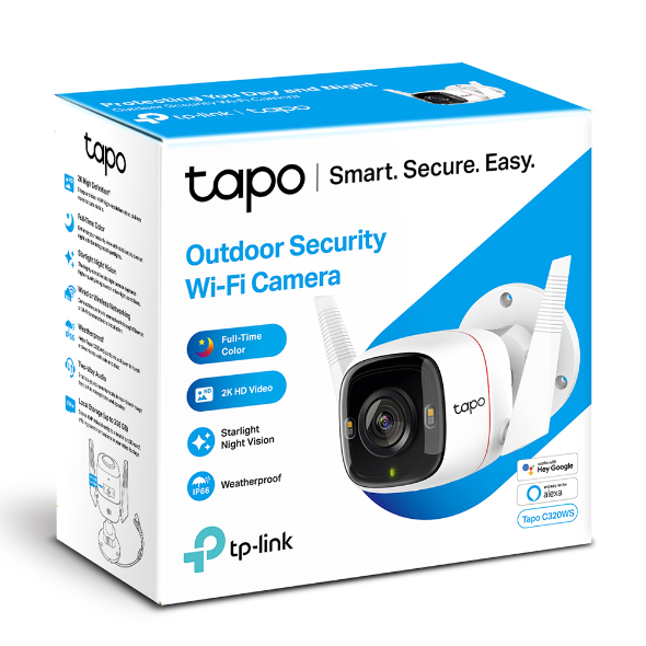 TP-LINK Outdoor Security Camera IP66 4MP Day/Night - White | TAPO C320WS