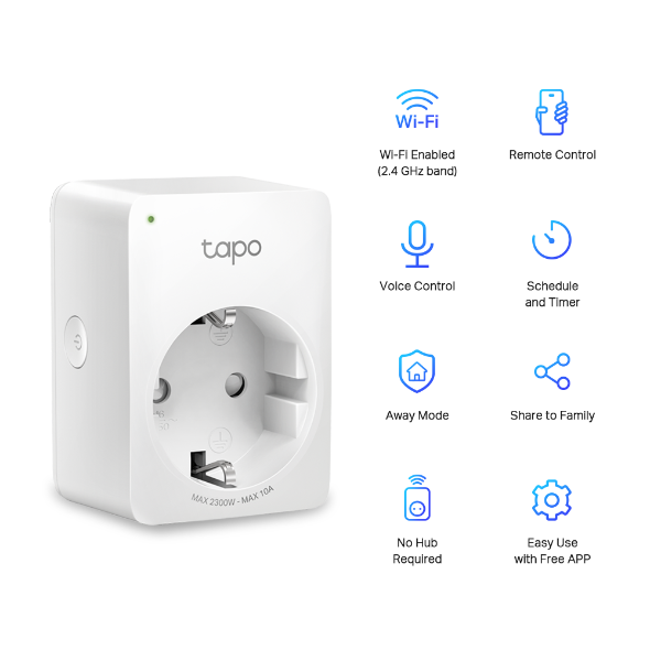 TP-LINK Tapo Mini Smart Wi-Fi Socket (2-pack) - White | TAPOP100(2-PACK)