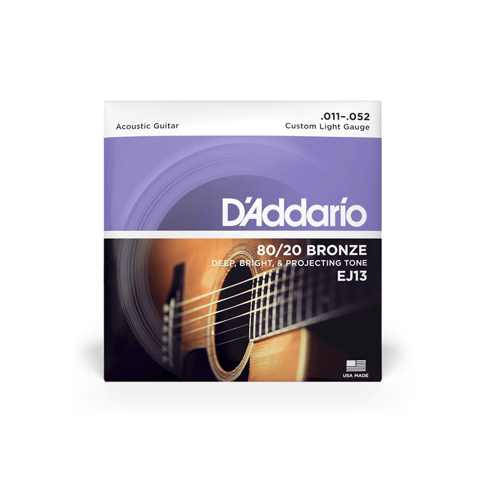 DADDARIO ACOUSTIC GUITAR STRINGS CUSTOM LIGHT GAUGE | EJ13