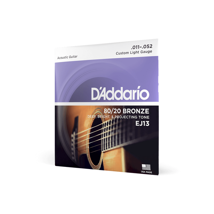 DADDARIO ACOUSTIC GUITAR STRINGS CUSTOM LIGHT GAUGE | EJ13