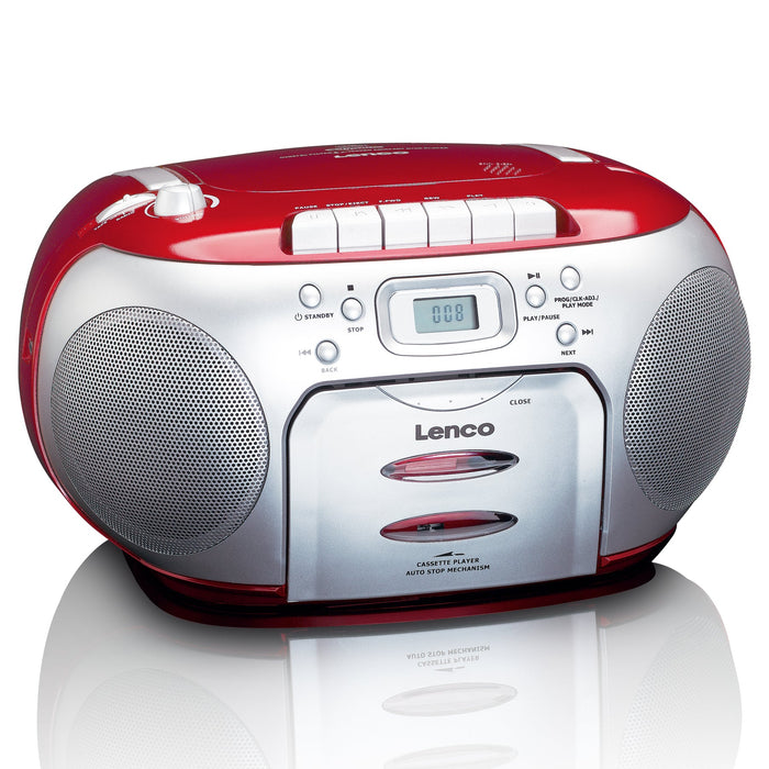 LENCO Portable CD/Cassette Player - Red | SCD-420RD