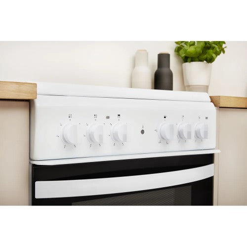 Indesit 50cm Double Cavity Electric Cooker - White | ID5V92KMW/UK