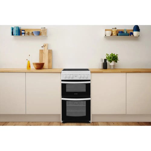 Indesit 50cm Double Cavity Electric Cooker - White | ID5V92KMW/UK