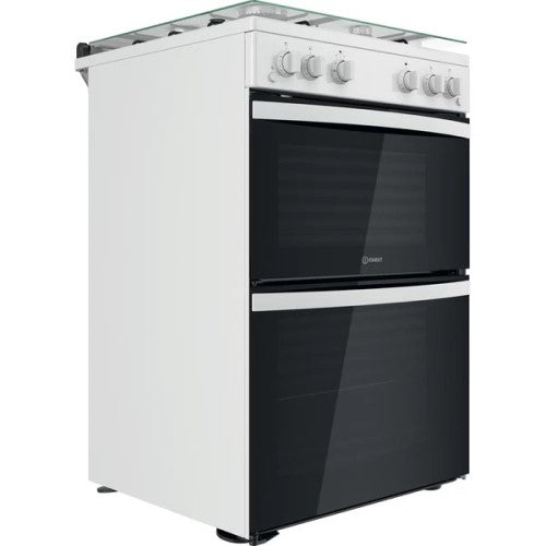 Indesit Gas Cooker With Double Oven and Glass Lid - White | ID67GOMCW/UK