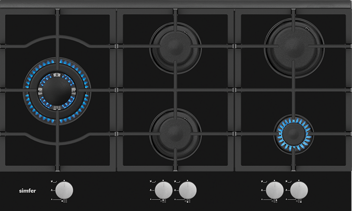 SIMFER 90cm Built-in Gas on Glass Hobs || SIMH9G.W5044.HB