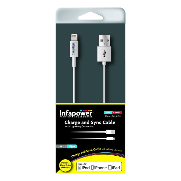 Infapower charger/sync lightning cable white | P011