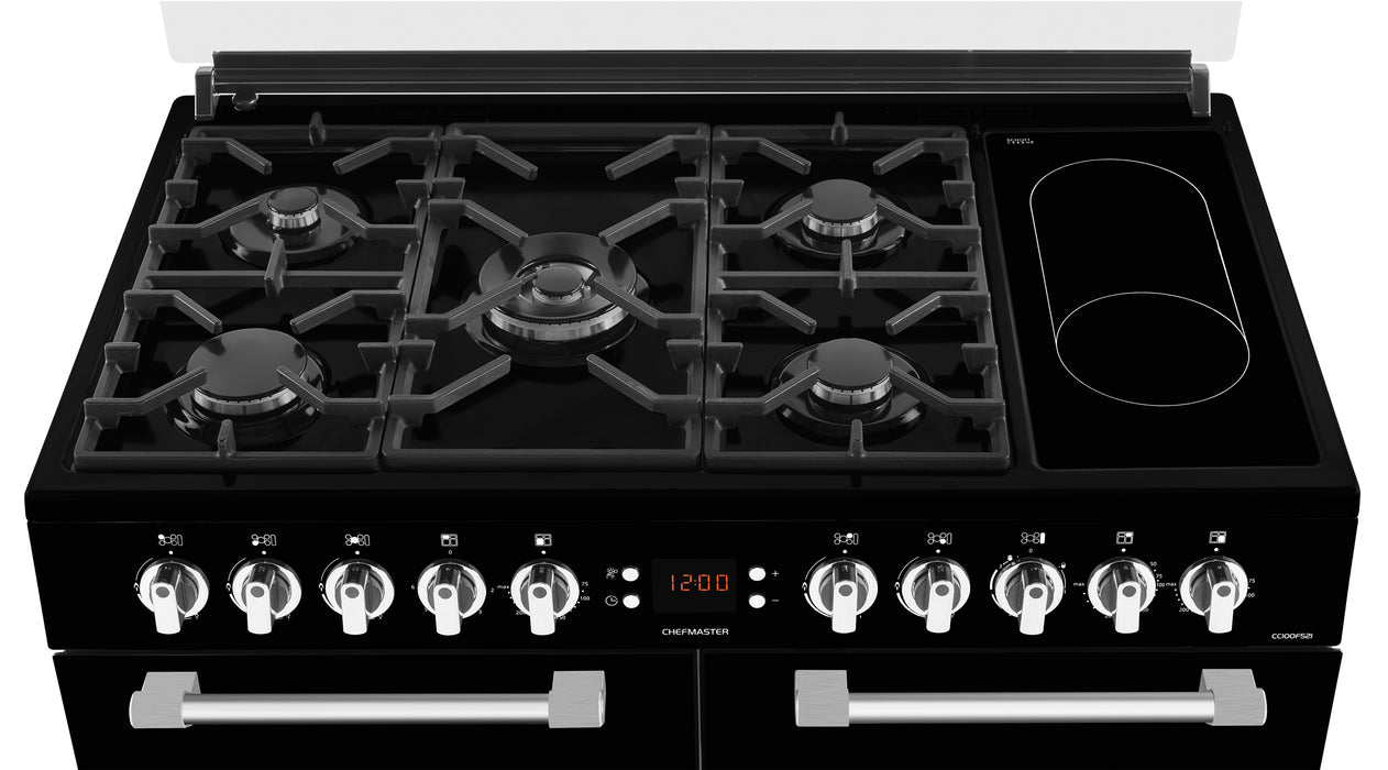 LEISURE Chefmaster 100cm Dual Fuel Range Cooker Black | CC100F521K