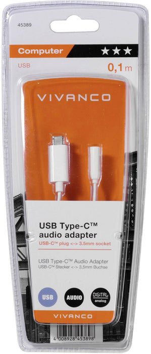 VIVANCO 0.1m USB-C to Audio Adapter - White | 45389