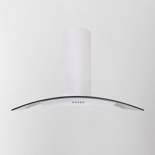 Luxair 100cm Curved Glass Cooker Hood - White with Smoked Black Glass || LA-100-CVD-GL-WHT