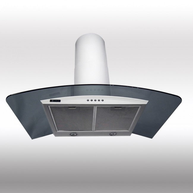 Luxair 110cm Premium Curved Glass Cooker Hood - White with Smoked Black Glass | LA-110-CVD-GL-WHT