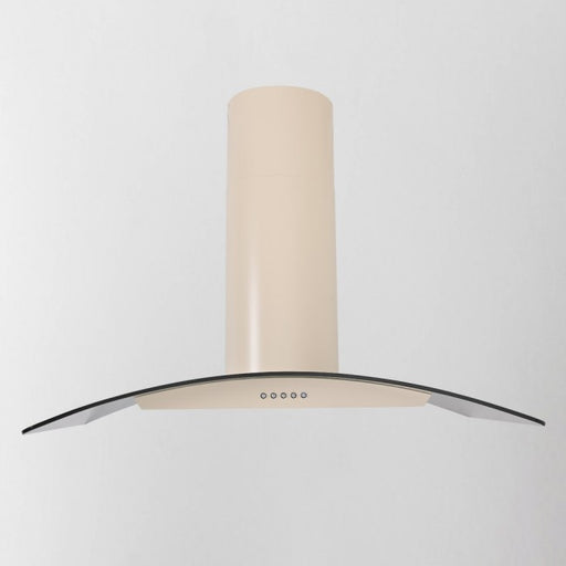 Luxair 100cm Curved Glass Cooker Hood - Ivory with Smoked Black Glass || LA-100-CVD-GL-IV