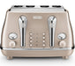 DeLonghi Icona Metallics 4 Slice Toaster - Beige | CTOT4003.BG