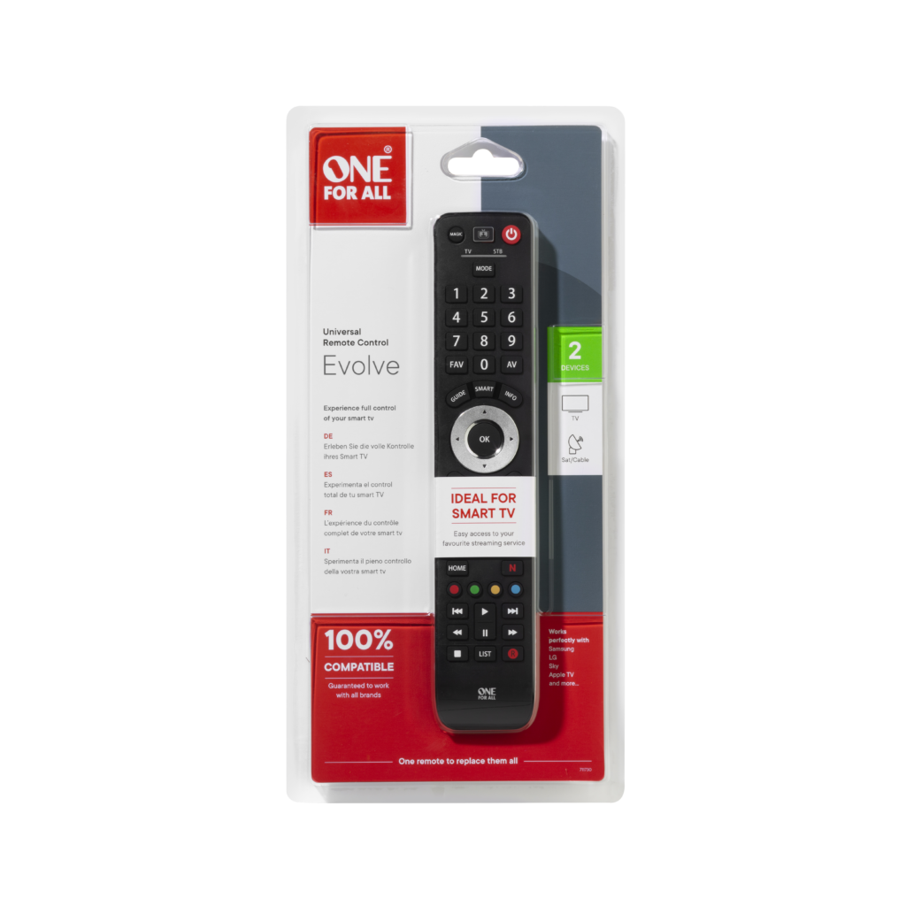 One For All Evolve 2 Devices Smart Universal Remote Control | URC7125 ...