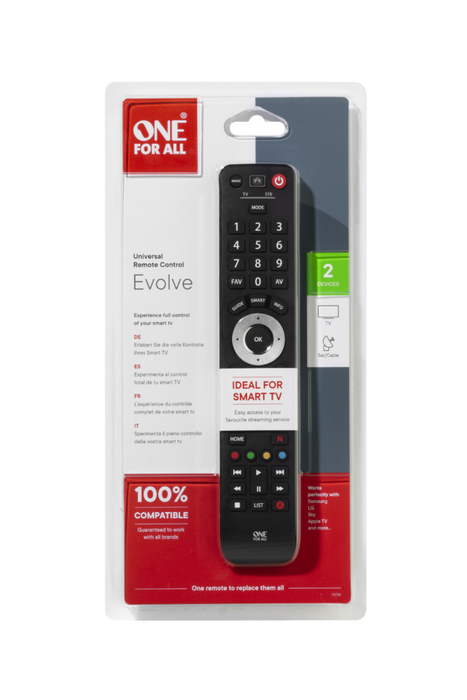 One For All Evolve 2 Devices Smart Universal Remote Control | URC7125