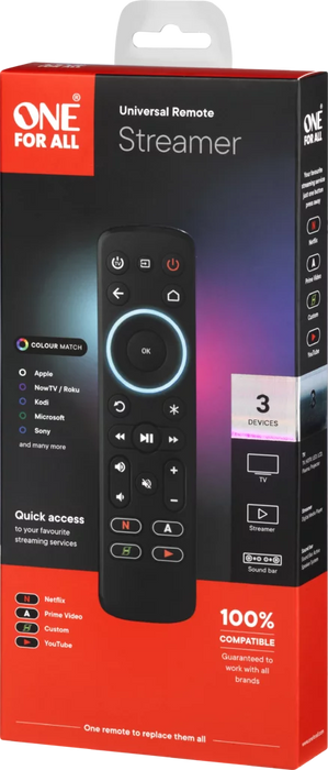 ONE FOR ALL Streaming Remote Control Up to 3 Devices | URC7935